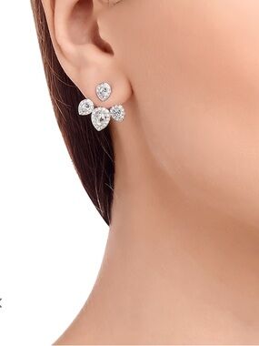Swarovski White Crystal Floral Ear Jacket Earrings